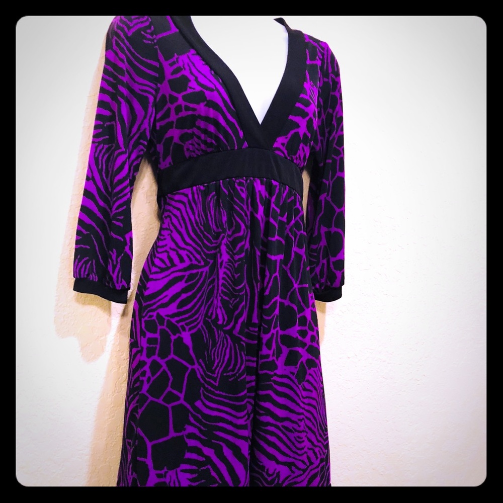 {Ruby Rox} Unique purple safari print empire dress